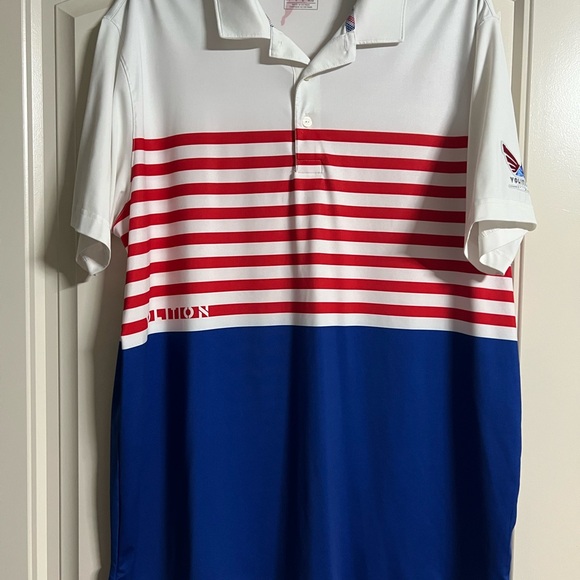 Puma Red and Blue Striped Polo Shirt - Picture 1 of 5